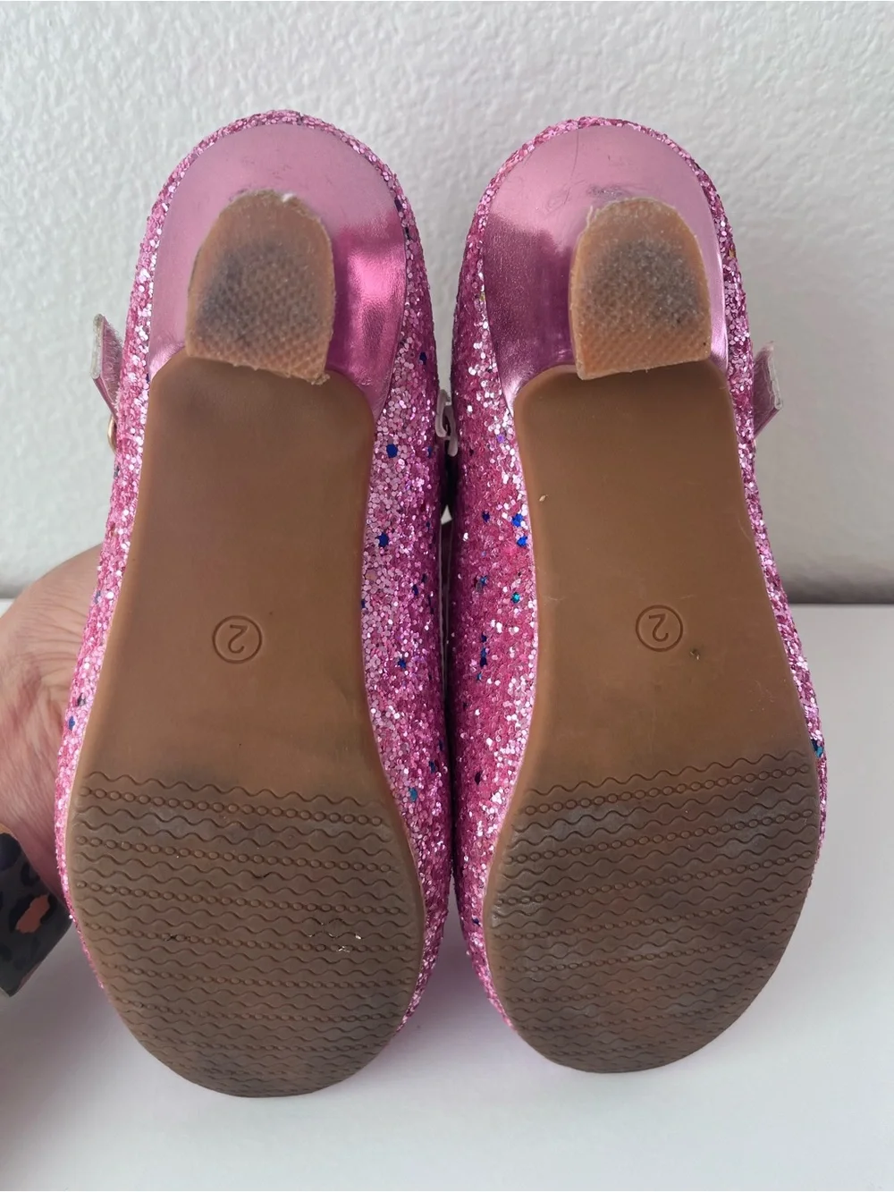 Pink Glitter Bow Mini Heel Dress Up Shoes